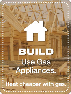 Build, use gas appliances.  Heat cheaper with gas.